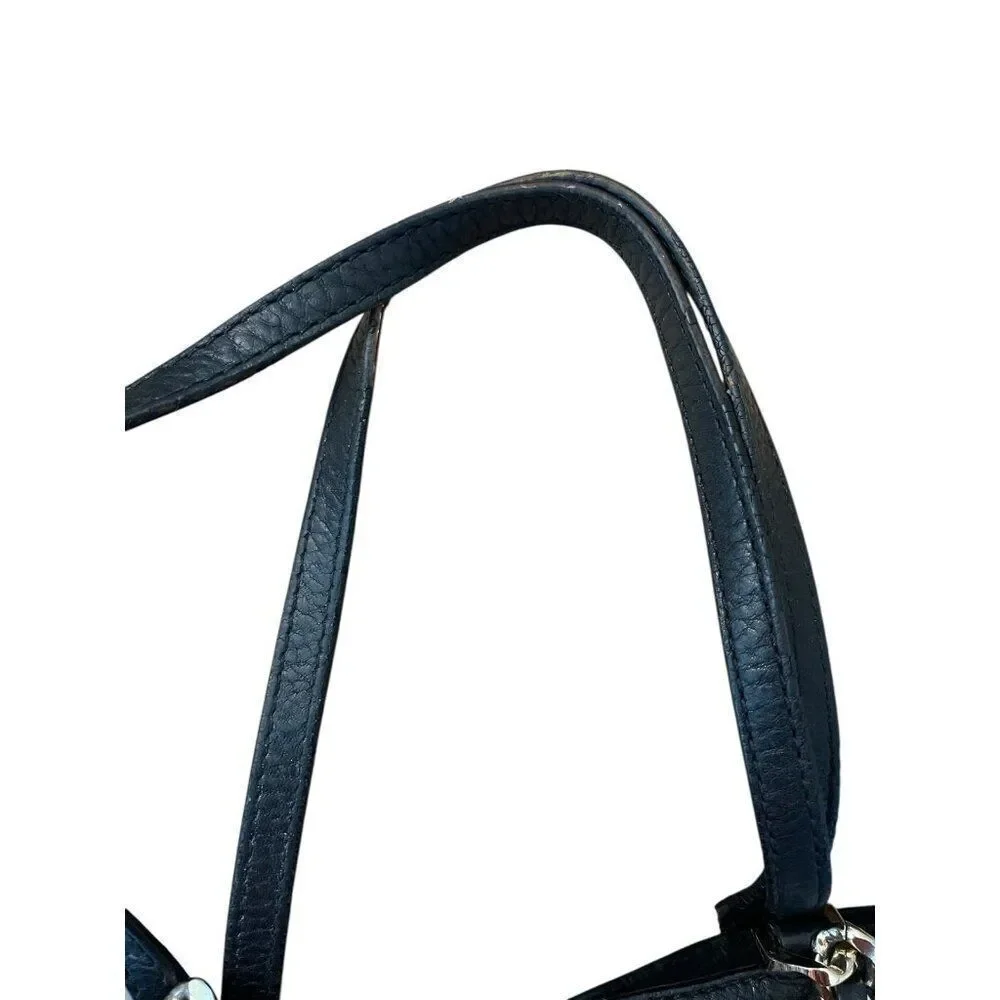 Michael Kors Black Pebbled Leather Harper East West Tote Bag Gold Links Purse - Picture 11 of 11